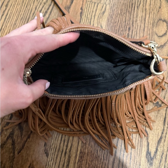 Rebecca Minkoff Brown Fringe Crossbody Bag - Women's Leather Shoulder Bag - Picture 3 of 3